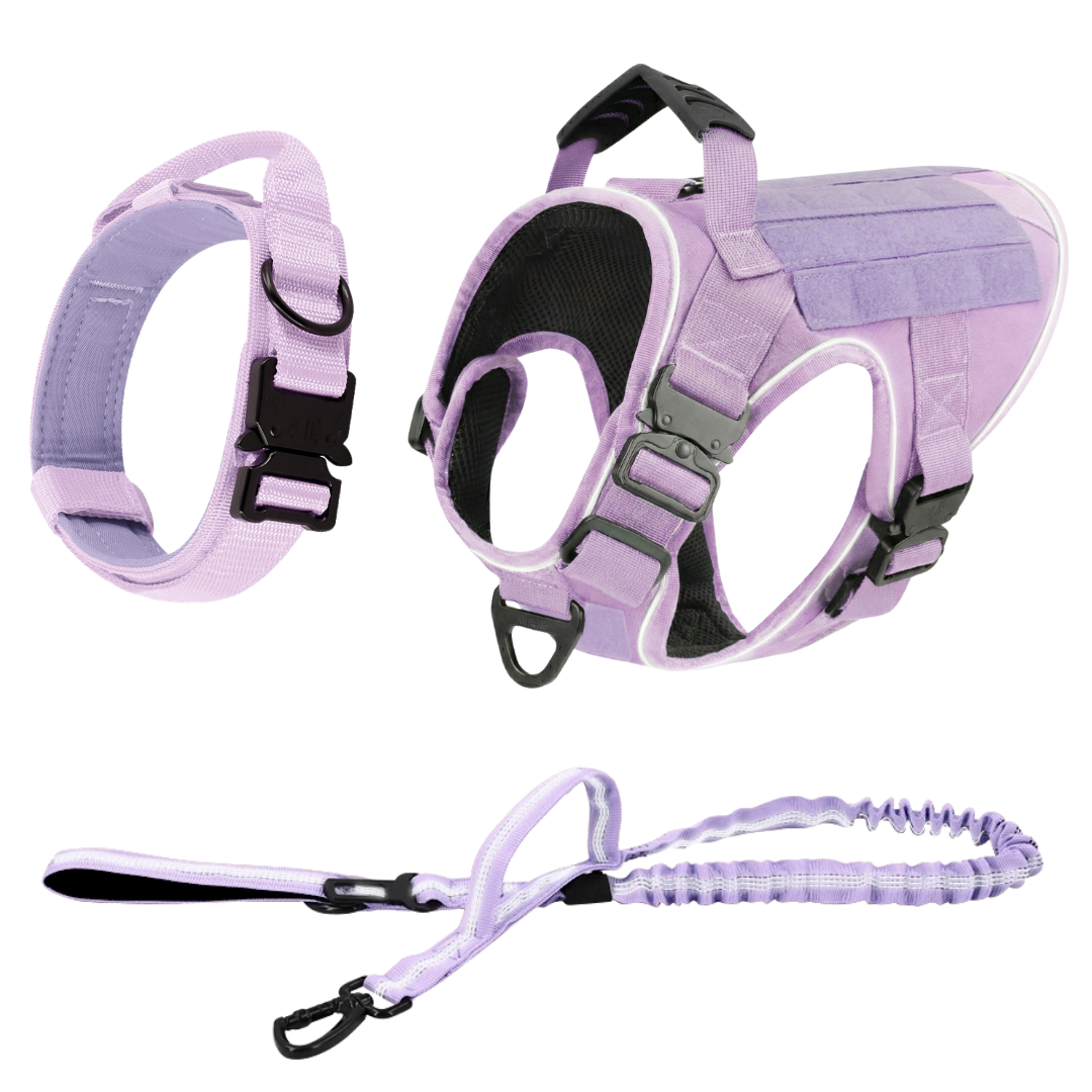 NEW Upgraded Tactical No-Pull Team K9™ Dog Harness with 4 Quick-Release Metal Buckles, Reinforced Front & Back V-Rings, Hook & Loop Panels, Adjustable Straps, Reflective Strips, & Top Handle