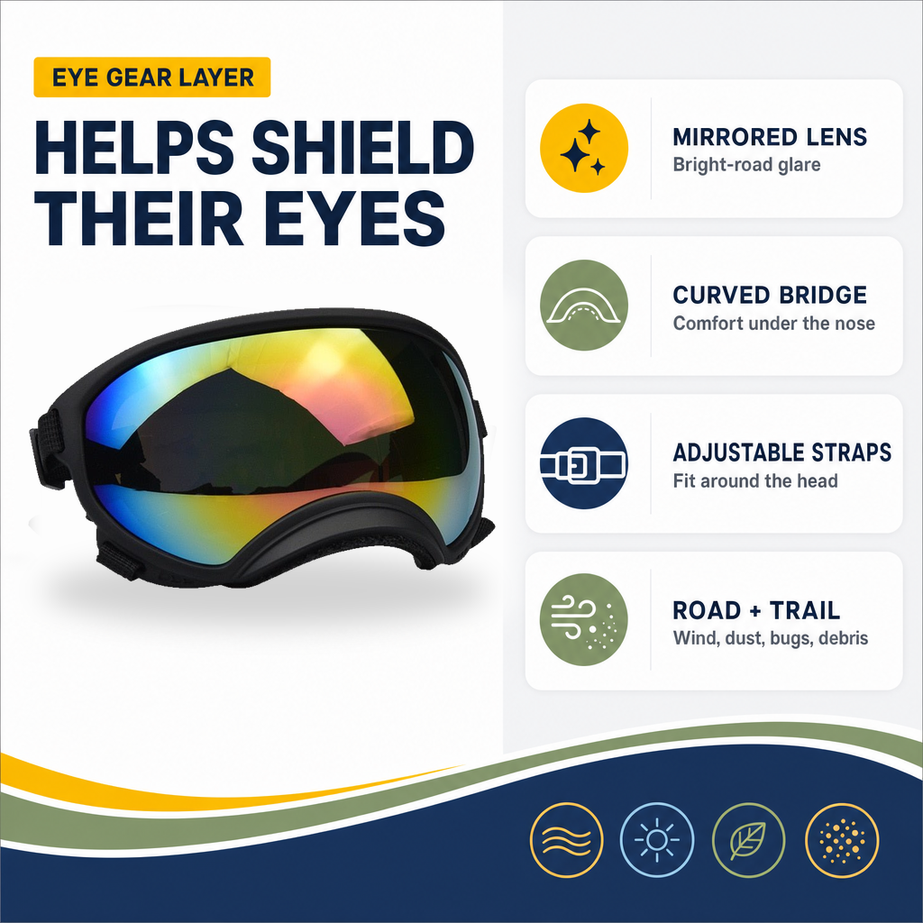 Team K9 Dog Goggles - helps shield road dog eyes from wind, dust, bugs, debris, and glare
