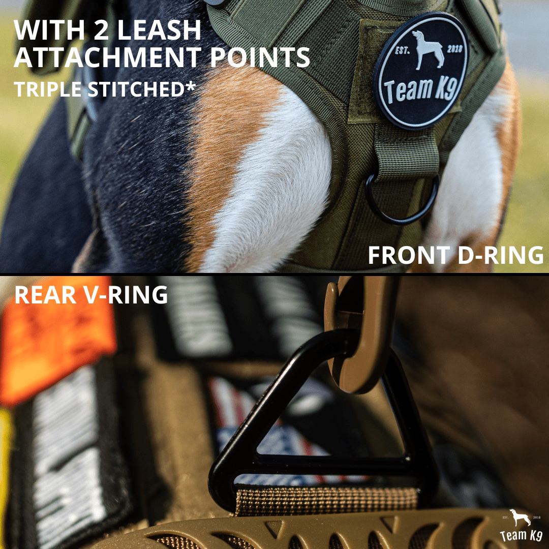 Classic Heavy-Duty Tactical No-Pull Team K9™ Dog Harness With Front & Back D-Rings, Quick-Release Metal-Buckles, Hook & Loop
