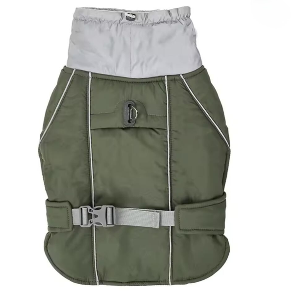 NEW Water-Resistant Dog Winter Coat With Reflective Strips, Adjustable Elastic Tighteners, & Safety Buckles