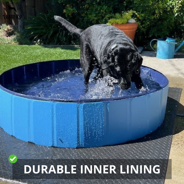 NEW Pop-Up Foldable Outdoor Dog Bath & Swimming Pool With Side Drain (Aqua Blue)