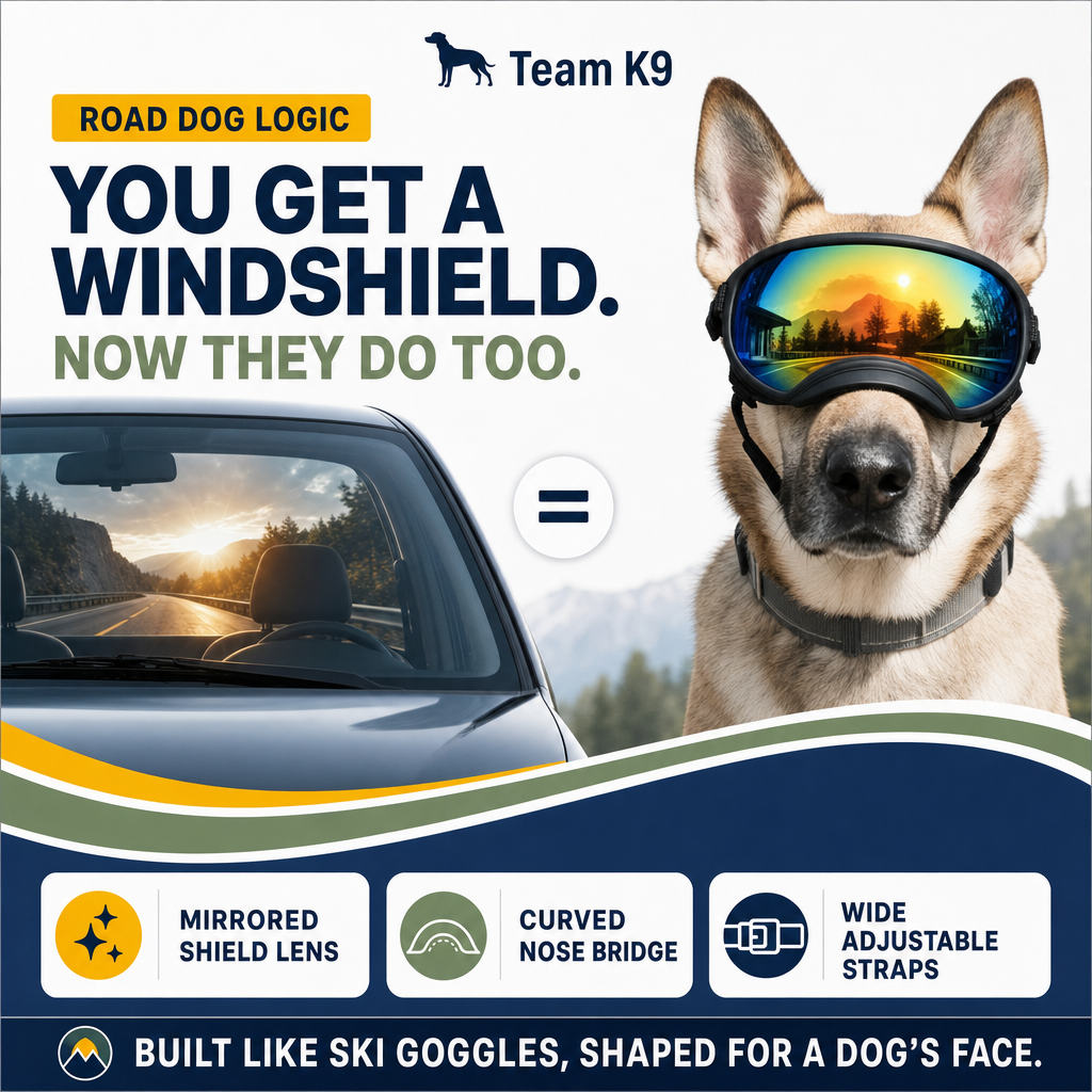 Team K9 Dog Goggles - you get a windshield, now they do too feature card