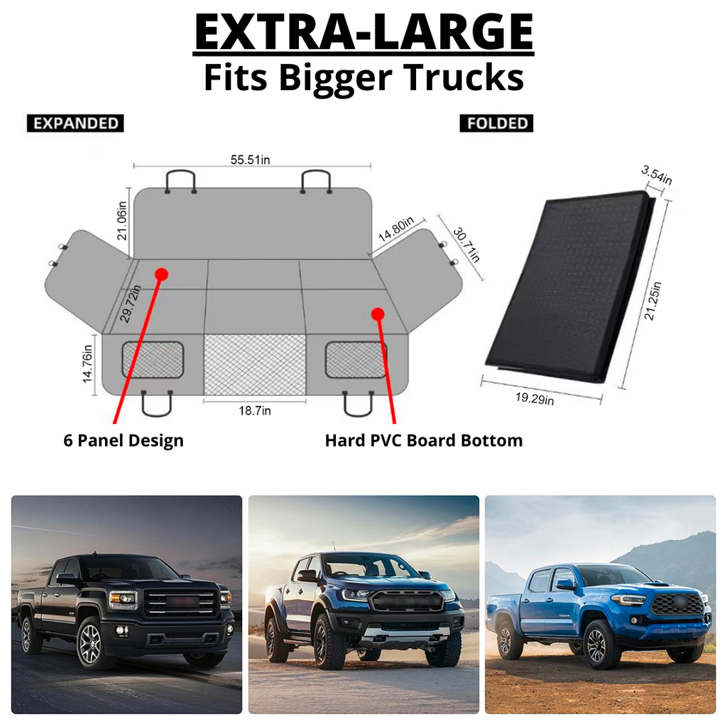 NEW Waterproof Hard Bottom Car & Truck Seat Foldable Hammock Cover With Storage Pockets, Side Flaps, Headrest Straps, Seat Anchors, & Mesh Window (+FREE SAFETY BELT!)