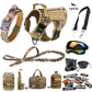 10-In-1 Tactical K9 Harness System - Full Set Dog Harness Bundle (Includes: Tactical No-Pull Dog Harness + Bungee Leash + Collar + MOLLE Pouches + First Aid Kit + 12 Hook & Loop Patches + Dog Goggles + Safety Belt + Travel Water Bowl + Dog Waste Bags)