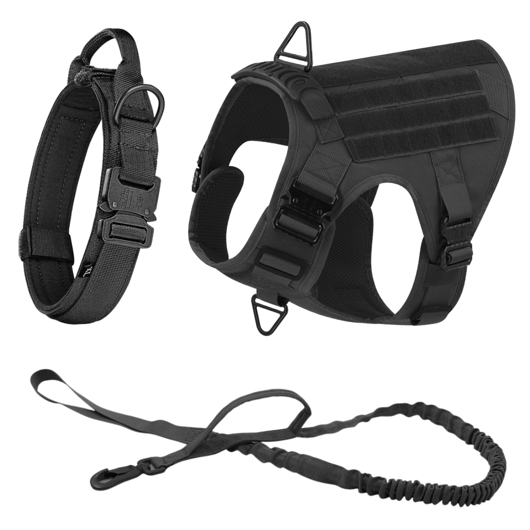 NEW All Metal Team K9 Tactical No-Pull Dog Harness with 4 Metal Buckles & Reinforced Front D-Ring