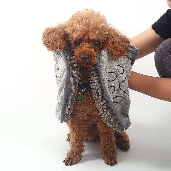 Wet Dog Wrap Towel With Hand Pockets & Superabsorbent Quick-Dry Microfiber