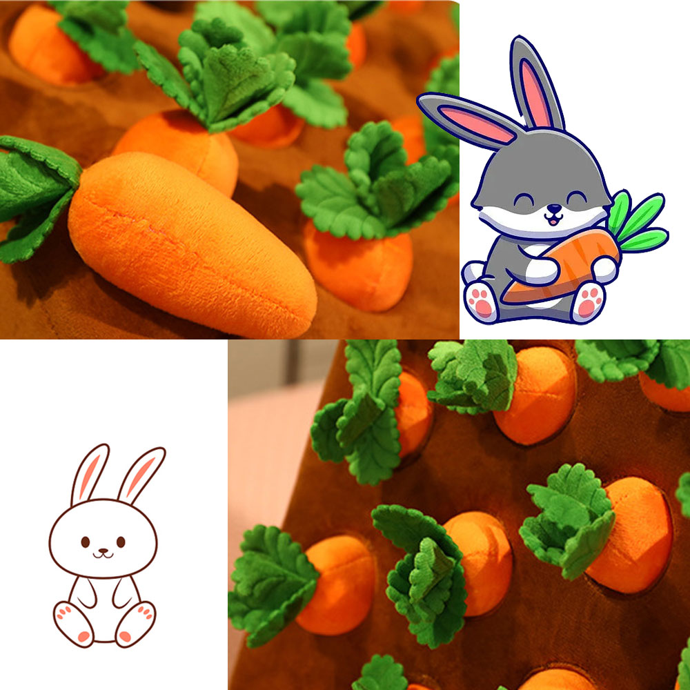 Plush Carrot Craze Dog Foraging Toy & Interactive Puzzle Toy For