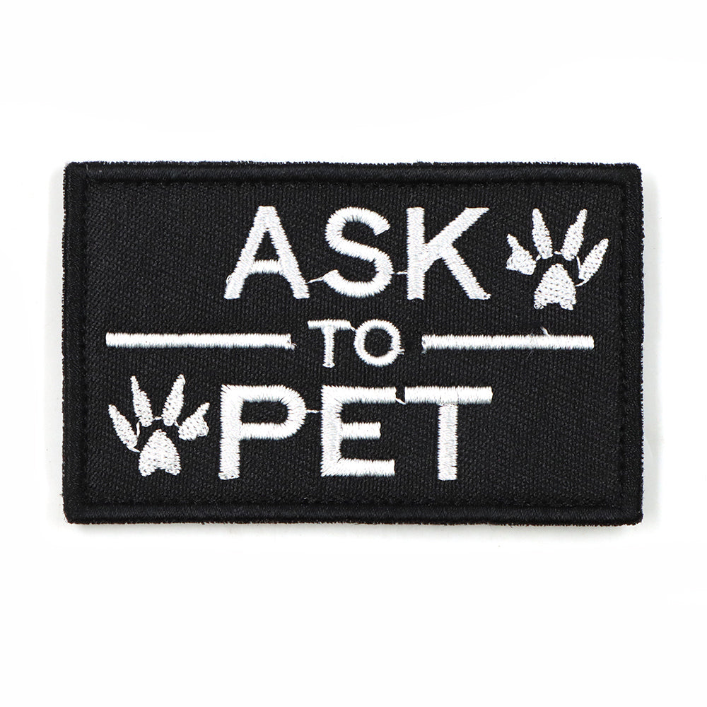 Embroidered Ask to Pet Dog Patches with Hook/Loop