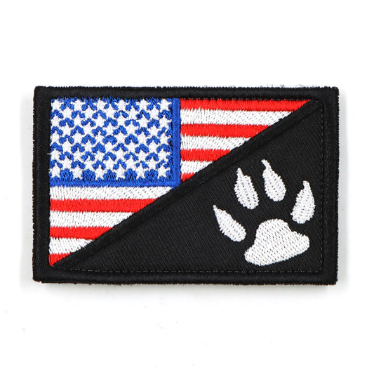 USA Flag With Paw Hook & Loop Patch For Harness