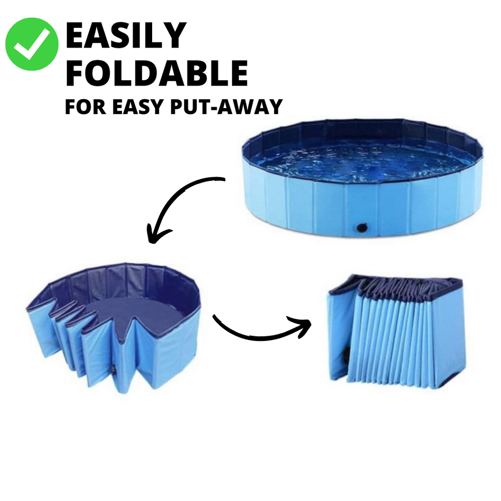 NEW Pop-Up Foldable Outdoor Dog Bath & Swimming Pool With Side Drain (Aqua Blue)