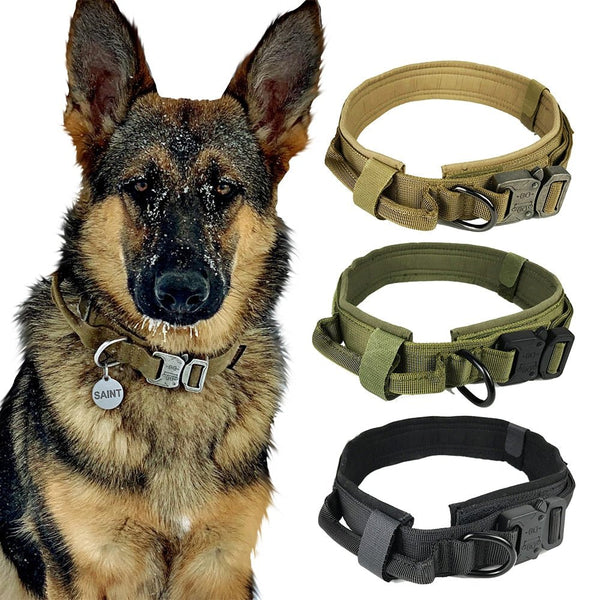 DAGANXI Tactical Dog Collar - Adjustable Military Training Nylon Collar For Medium And Large Dogs - Control Handle