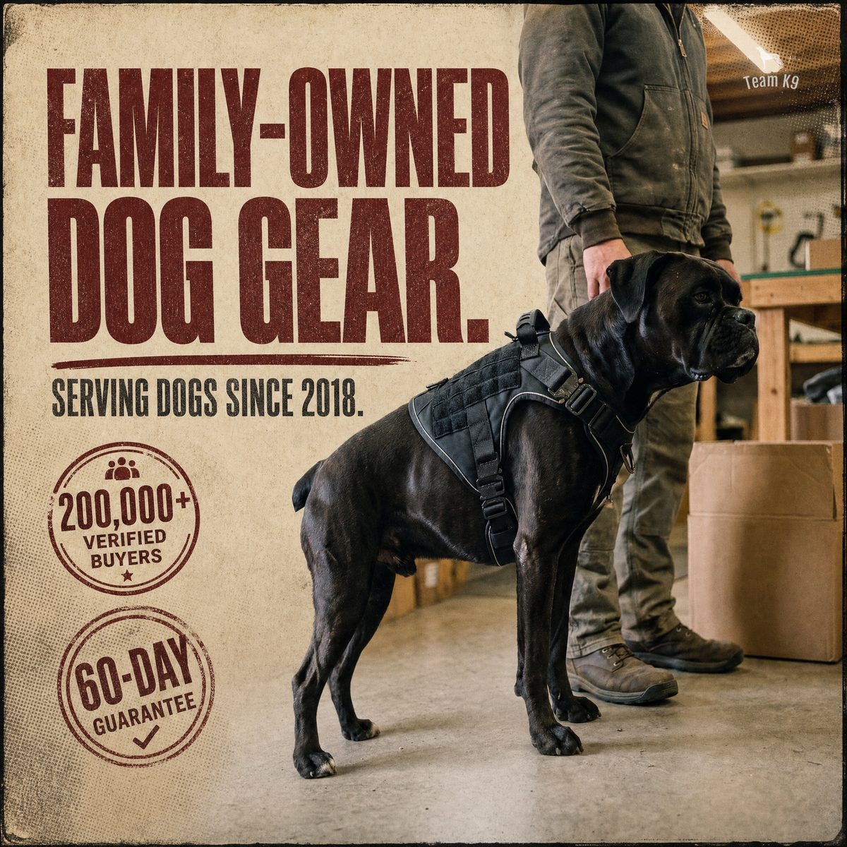 Team K9® Classic No-Pull Dog Harness | Metal Buckles