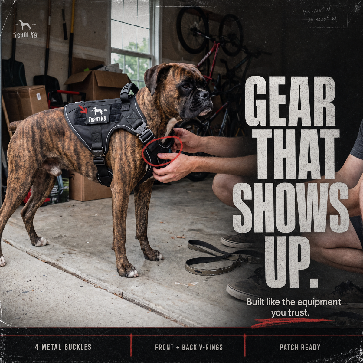 Team K9® Tactical No-Pull Dog Harness (4 Metal Buckles)