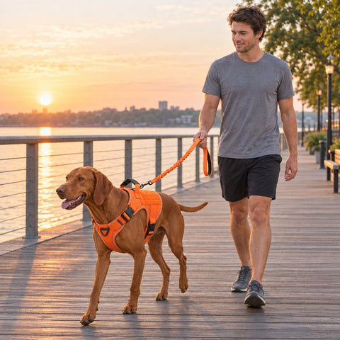 Vizsla in a medium Team K9 harness