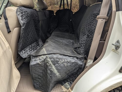 Back seat cover extending across the rear passenger area